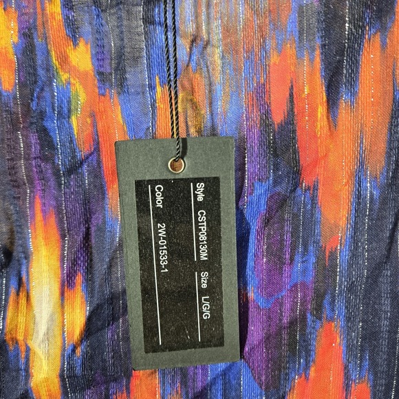 NWT Cable‎ & Gauge Boho Ikat Print Blouse Top Multicolor Large Flutter Sleeve - Picture 9 of 14